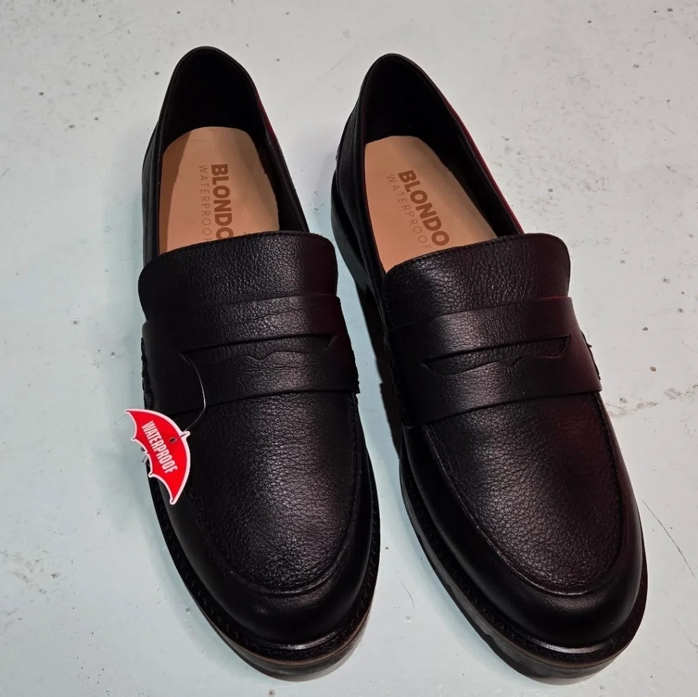 Women's Blondo Waterproof Black Leather Loafers 9.5
